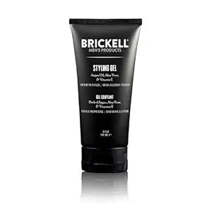 Brickell Men's Hair Styling Hair Gel For Men, All Day Hold for Glossy Style, With Argan Oil, Vitamin E, and Aloe, Scented, 2 Ounce