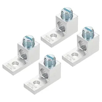 MECCANIXITY 4 Pcs Dual Aluminum Ground Lug, 1B25U 1/0AWG Double Wire Barrel Mechanical Lugs M12 Screw 600V for Electrical Connection Circuit Breaker Solar Panel Marine Power Distribution
