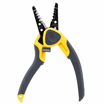 IDEAL Electrical 45-918 Kinetic Reflex T-Stripper - 6-16 AWG, Wire Stripper with Thumb Rest, Plier Nose, Slide Lock, Textured Grips,Black/Yellow