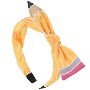 Totelux Back to School Pencil Headband Bow Hair Band Yellow Hair Accessories for Women Girls Teachers Student School Classroom Party Supplies