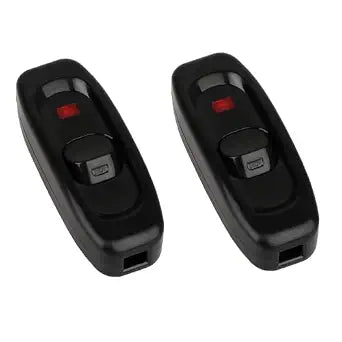 Helunsi 2Pack Black Inline Lamp Switch with Neon Indicators, 10A 250V
