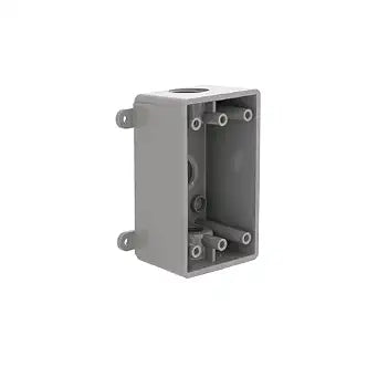 BELL 1-Gang Weatherproof Box, Three 1/2 or 3/4 in. Threaded Outlets, Gray
