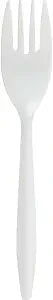Genuine Joe Medium Weight Plastic Fork, White, 1000 Count