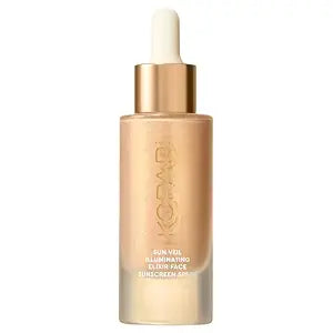 Kopari Sun Veil Illuminating Elixir Face Sunscreen SPF 38 | Lightweight Face Sunscreen with Shea Butter & Mica | Buildable Mineral SPF, Radiant Golden Glow Finish