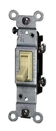 Leviton 15 Amp, 120 Volt, Toggle Co/Alr Single-Pole AC Quiet Switch, Residential Grade, Grounding, 2651-2I, Ivory