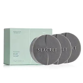 SEACRET Dead Sea Mud Soap Bar - Deep Pore Purifying & Refining Facial Cleanser with Minerals and Witch Hazel, Natural Spa Bar for Normal to Oily Skin, SLS-Free, Fragrance-Free, 4.4 Oz / 125 g