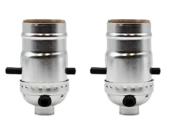 Creative Hobbies Silver Push Thru On/Off Lamp Sockets - Medium Base, Side Outlet Cap | Pack of 2