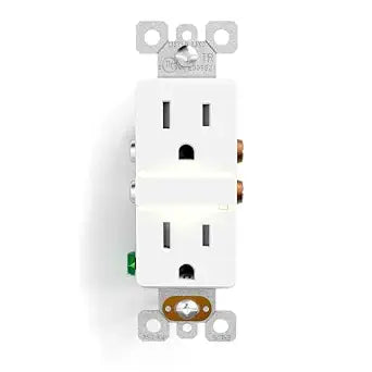 ELEGRP Decorative Outlet Night Light, Electrical Wall Outlets with Built in Led Guidelight 3000K, Tamper Resistant Receptacle, 15 Amp 125 Volt, Matte White, 1 Pack