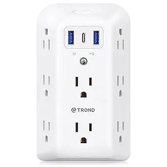 TROND Surge Protector 8 Outlet Extender - Multi Plug Wall Outlet with 3 USB