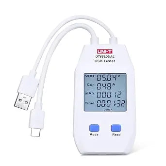 UNI-T LCD USB-C Digital Tester Power Voltage Amps Meter DC 4-24V