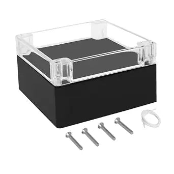 LeMotech Electrical Box Clear Cover Project Box IP65 Waterproof Junction Box ABS Plastic Case Universal Enclosure for Electronics, Black 6.1"x 6.1"x 3.4"(160x160x90mm)(Pack of 1)
