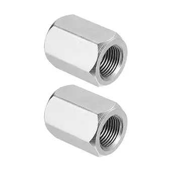 PATIKIL M14 x 1.5-Pitch 304 Stainless Steel Hex Coupling Nuts, 2Pcs 30mm / 1.2" Length Fully Threaded Rod Coupling Nut Studding Connector Fasteners, Silver Tone