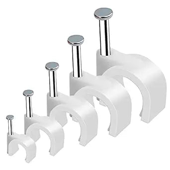 Marvelity 500pcs Steel Nail Cable Clips White 4-10mm Wire Staples