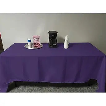 Intedge TCM45110-PURPLE Rectangular Tablecloth, 45" x 110", Hemmed Edge, Poly Cotton Fabric, Reusable and Washable Fabric Table Cover for Dining, Made in USA, 1 Each