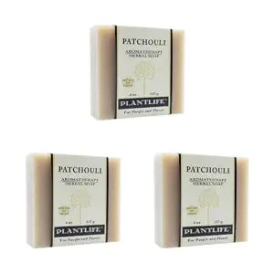 Plantlife Patchouli Natural Bar Soap 3-Pack, Handcrafted, Vegan, 4 oz