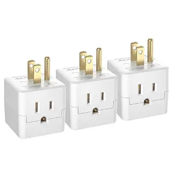 [ETL Listed] 3-Pack 3 Outlet Wall Adapter, Grounded 3-Prong Cube Tap