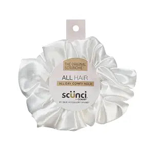Scunci by Conair The Original Scrunchie hair accessories - hair accessories for women - hair ties - trendy hair accessories - Jumbo Size in Washable White Nylon Silk- 1 Count