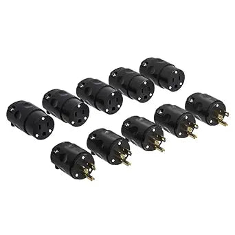 Oviitech Electrical Replacement Plug Connector Set, Extension Cord Ends Male and Female 3 Prong NEMA 5-15P/NEMA 5-15R Straight Blade Plug Grounding Type 5 PackBlack