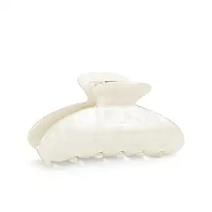 Acrylic Hair Claw Clip for Women Girls, Marbled Hair Clips Medium Cute Barrettes with Strong Non-slip Hold for Fine Hair, Elegant French Banana Clip for Daily Wear & Travel - Glitter White