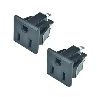 2Pcs 3 Pins US Power Socket Plug Panel, Black, AC 15A 125V