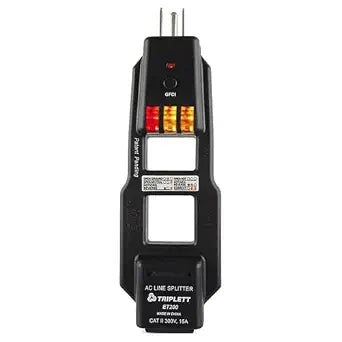 Triplett ET200 AC Line Splitter and GFCI Outlet/Receptacle Tester with 5 Visual Indicators