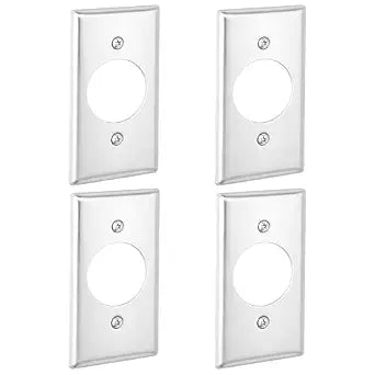 OHLECTRIC 4x2 Power Outlet Electrical Box Cover Wall Plate (4-Pack) 1.6 Diameter Opening for 20A & 30A Receptacles, Heavy-Duty Metal Cover Junction & Device Boxes, High-Amperage Power Outlet Covers