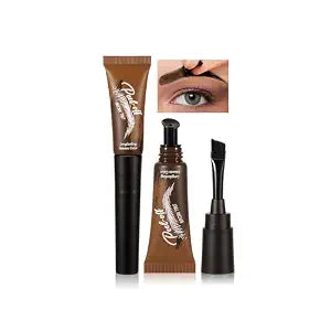 Eyebrow Gel Peel Off, Temporary Eyebrow Gel with 150ï¿½ï¿½Small Curved Tray Eyebrow Peel Off Gel, Waterproof Brow Gel for Women Create Fuller & Defined Natural Brows Makeup(#03 Dark Br