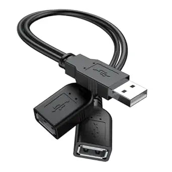 2026 Upgraded USB 2.0 A Male to 2 Dual USB Female Jack Y Splitter Hub Power Cord Extension Adapter Cable (Not Supporting CarPlay and Android Auto)