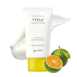 Goodal Green Tangerine Vita-C Dark Spot UV Defense Sunscreen SPF 50, Daily Skin Care Korean Sunscreen for Face, Broad spectrum, No White Cast (1.69 fl oz / 50ml)