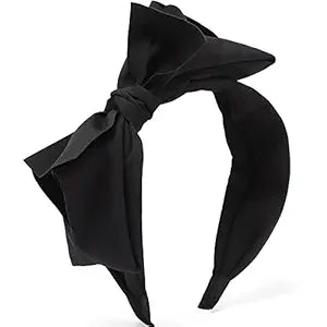 WantGor Women's Wide Turban Headbands with Knotted Bowknot Hair Hoop and Bows Accessories (Black)