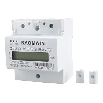 BAOMAIN Single-Phase 3-Wire DIN Rail kWh Meter, 110V/220V Energy Monitor