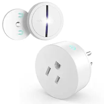 Remote Switch Outlet, TUV List,15A/1500W Remote Control Outlet Plug with Switch, Wireless On/Off Light Switch Wall Mounted, No Wiring Needed, 500ft RF Range,for Lamp,Fans,4000V Anti Surge, Round