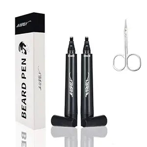 2PCS Beard Pencil Filler for Men - Sweat Proof, Water Resistance, Long Lasting & Natural Finish barber Pencil, Mustache Repair Shape(BLACK)