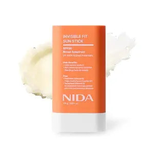 NIDA Invisible Fit Sun Stick SPF 50 Broad Spectrum UV-A/UV-B Dual Protection | No White Cast, Low Irritation, Hydrating Lotion-like Lightweight Glow Sunscreen for All Skin Types | 0.67 oz., 19g