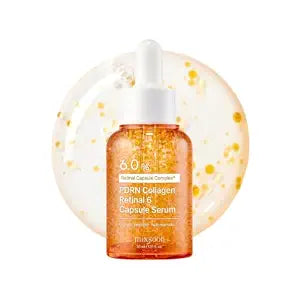 mixsoon PDRN Collagen Retinal 6 Capsule Serum, Retinal Copper Peptides Serum With Niacinamide, Firming Serum for Fine Lines & Texture Care, 30ml / 1.01 Fl. Oz Korean Glass Skin Care