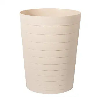 UUJOLY Small Bathroom Trash Can Wastebasket, Plastic Garbage Bin Container Basket for Bathrooms, Laundry Room, Kitchens, Offices, Kids Rooms, Dorms, Beige, 1.8 Gallon
