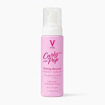 V&Co. Beauty Curly Pop Curl Defining Mousse – Curl Mousse for Curly Hair, Anti Frizz & Moisturizing Hair Care with Peptides & Jojoba Oil, 6 oz