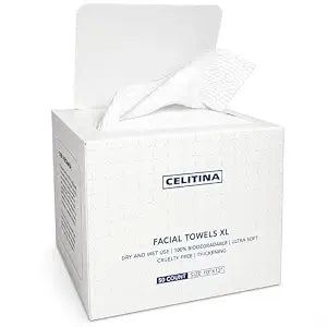Chlitina Towels XL, 100% Biobased Face Towel, Disposable Face Towelette, Thick Face Towel for Sensitive Skin, Makeup Remover Dry Wipes, Ultra Soft, Gentle Facial Cleansing Cloths1 Pack, 50 Ct