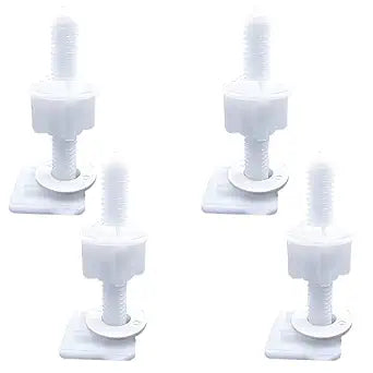 Toilet Seat Screws Replacement Plastic Toilet Seat Hinge Bolt Screws with Plastic Nuts and Washers Parts Kit for Fixing the Top Toilet Seat, White (2 Pair NO.6)