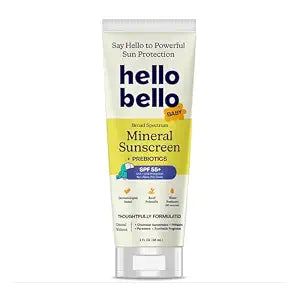 Hello Bello Baby Sunscreen, SPF55+ UVA/UVB Mineral Lotion w Prebiotics, 3oz