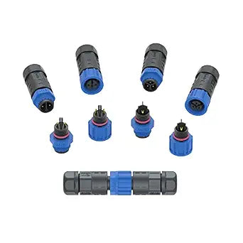 AOHUA M15 Waterproof Connector (5-Pack) - IP68 Junction Box, 3-Pin Male/Female Plug for 5.5-10mm Wires, 300V/10A Outdoor Electrical Use, UL TUV CE ROHS Certified (AH-M15-1003FMZ/MFZ01112)