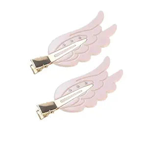 2 Piece Angel Wing Hair Clips with Rhinestones Pink Creaseless Hair Clips for Women Cute Wing Hairpins Kawaii Cartoon Barrettes Cute Y2K Makeup Accessories