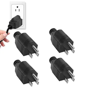 5 Pack Electrical Replacement Plugs End, 125V 15A 5-15P 3 Wire 2 Pole Male Straight Blade Plug Ground Neutral Generator Plug (Black)