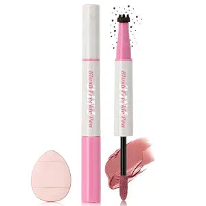 HOSAILY Freckle Blush Pen, 2in1 Light Brown Faux Freckle Stamp Pen Soft Pink Liquid Blush for Summer Sunkissed Makeup, Natural Lifelike Waterproof Long Lasting Quick Dry Fake Freck Tint Marker Pen01#