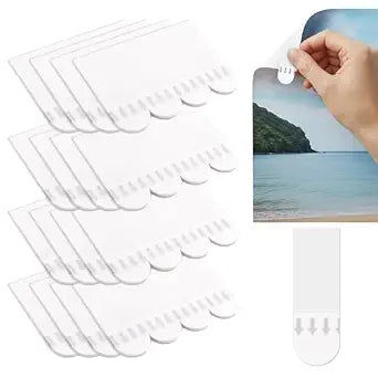 Poster Adhesive Strips, 64 PCS Damage Free Hanging Poster Hangers Removable, No Tools Picture Hanging Strips for Posters, Picture Hangers Wall Office Decoration and Indoor Hooks