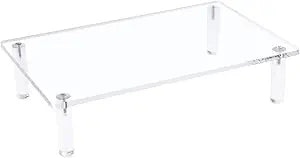 Sumerflos Clear Acrylic Monitor Laptop Stand, Sturdy and Save Space Computer Laptop Monitor Riser Stand for Home Office Desktop Universal Stand with Anti-Slip Pads