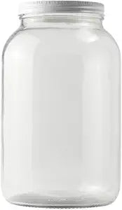 1 Gallon Glass Jar with Lid | Wide Mouth Container with White Metal Cap