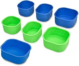 LunchBots Silicone Bento Cups Divider Inserts Set of 7 Blue Aqua