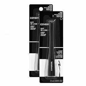COVERGIRL Get In Line Liquid Eyeliner, Black Crystal, Long Lasting, 0.08 Ounces, Feather-Fine Tip, Contour-Grip Handle, Quick-Dry Liquid Eyeliner, Removes Easily (Pack of 2)