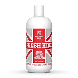 Fresh Kidz Boys Red Body Wash & Shampoo, 16.9 fl oz ��� Aluminum & Baking Soda Free Kids Body Wash for Boys, Teens & Tweens, Gentle Daily Cleanser for Sensitive Skin, Fresh Woody Musk Scent